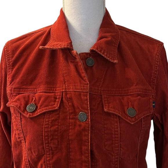 Abercrombie & Fitch Cotton Corduroy Trucker Jacket Women’s SZ M in Rust Red - Picture 2 of 5